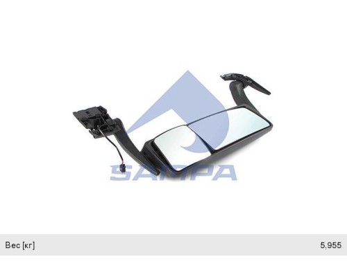 Зеркало боковое MAN TGS правое с подогревом в сборе (основное электрорегулировка) SAMPA