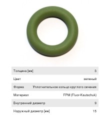 Кольцо уплотнительное MAN форсунки резиновое зеленое (9х15х3мм) ELRING