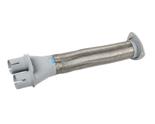 Металлорукав КАМАЗ в сборе с тройником в оплетке d=90мм L=661мм (нержавеющая сталь 201) (фл. 6мм) ГС