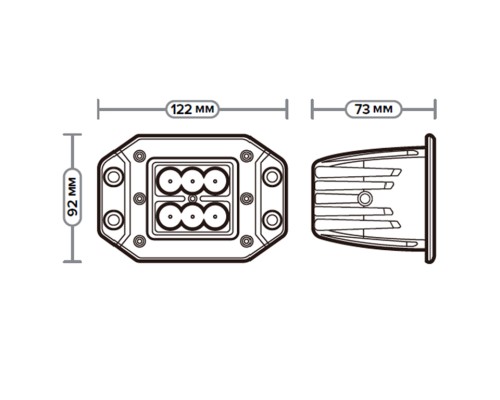 Фара рабочего света 122х92х73 18Вт 6 светодиодов направленный свет AVTOELECTRICA