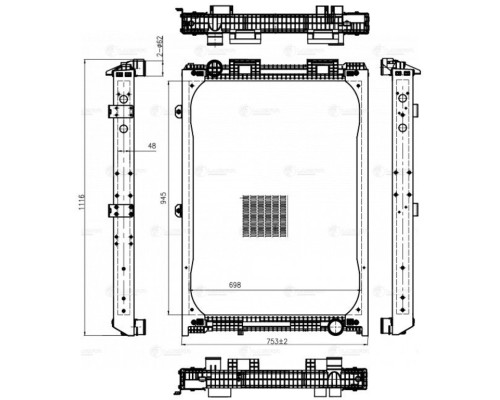 Радиатор MAN F2000 (94-) охлаждения двигателя (с рамкой) LUZAR