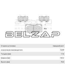 Колодки тормозные MITSUBISHI Pajero 4 (07-) TOYOTA Land Cruiser Prado (03-) передние (4шт.) AKEBONO