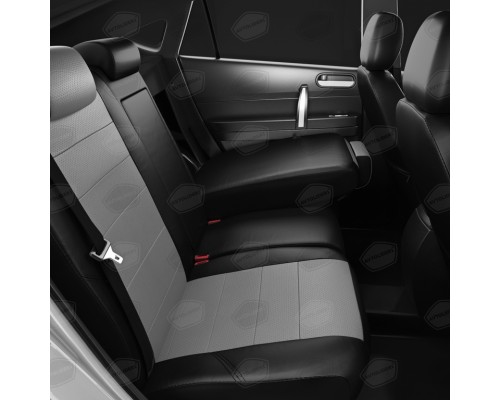 Авточехлы ГАЗель Next (1 низкий,  2 высоких) экокожа черно-серые комплект AVTOLIDER