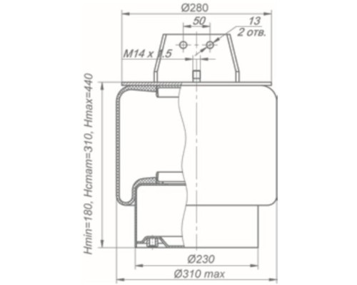 Пневморессора КАМАЗ-53082 в сборе ROSTAR