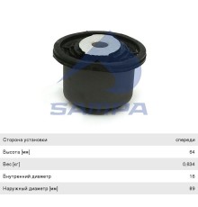 Сайлентблок КАМАЗ-5490 MERCEDES Actros стабилизатора кабины (16x69x64мм) SAMPA