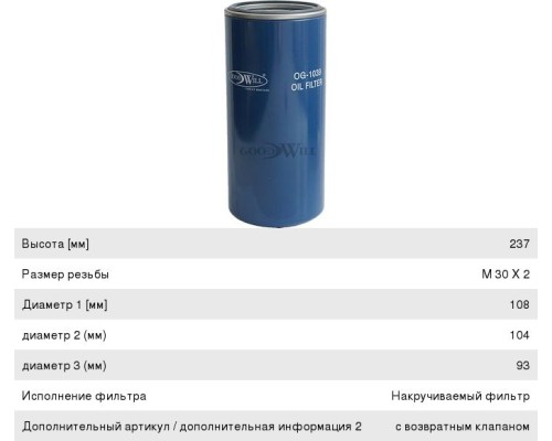 Фильтр масляный IVECO EuroStar, EuroTech, EuroTrakker GOODWILL