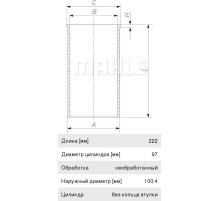 Гильза цилиндра MERCEDES дв.OM314, 352, 353, 356, 357, 362, 364 d=97.00 MAHLE