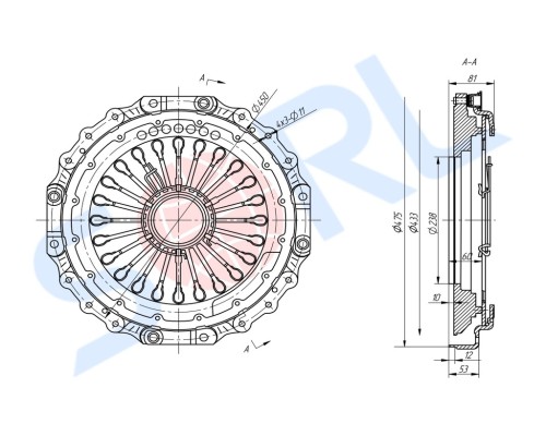 Корзина сцепления КАМАЗ-5490, МАЗ-631208, 643008 (аналог SACHS) SORL