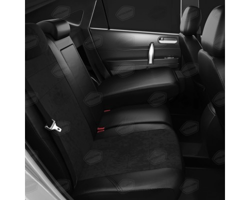 Авточехлы ГАЗель Next (3 высоких) экокожа-алькантара черные комплект AVTOLIDER