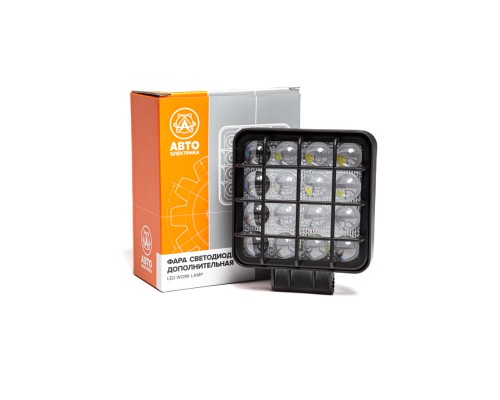 Фара рабочего света квадратная 83х83х42 48Вт 16 светодиодов направ. свет с решеткой AVTOELECTRICA