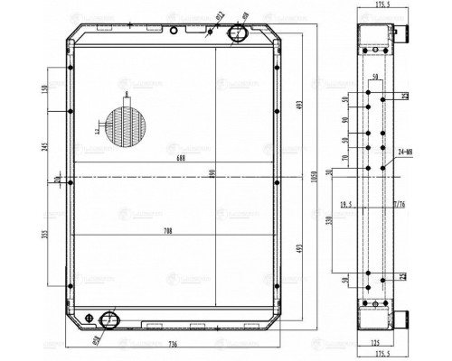 Радиатор КАМАЗ-6520, 43118, 43502, 5360, 5460, 6350, 6460, 6522, 65225 алюминиевый 3-х рядный LUZAR
