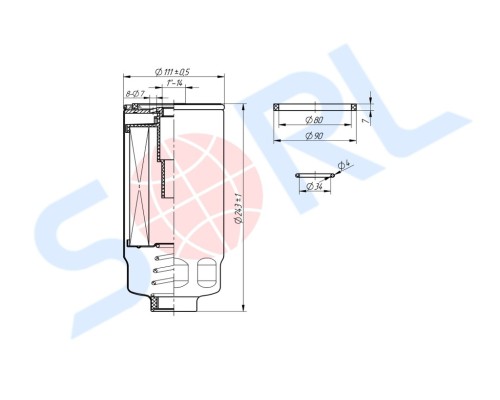 Фильтр топливный SITRAK HOWO грубой очистки (с отверстием под подогрев) SORL