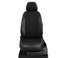 Авточехлы ГАЗель Next (3 высоких) экокожа черные комплект AVTOLIDER