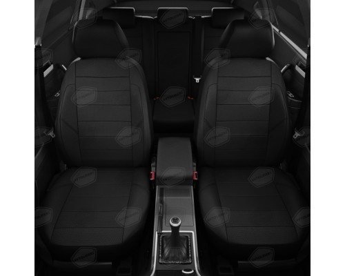 Авточехлы ГАЗель Next (3 высоких) экокожа черные комплект AVTOLIDER