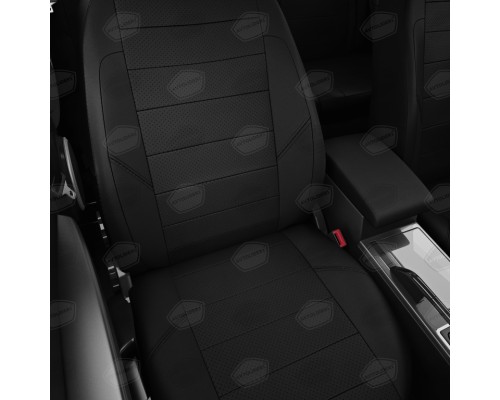 Авточехлы ГАЗель Next (3 высоких) экокожа черные комплект AVTOLIDER