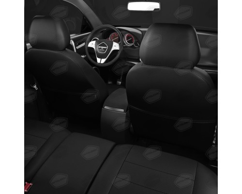 Авточехлы ГАЗель Next (3 высоких) экокожа черные комплект AVTOLIDER