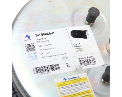 Пневморессора DAF 75, 85, 95CF, XF95, 105 (без стакана) (3 шп. M10мм, 1 штуцер M16х1.5мм) SAMPA