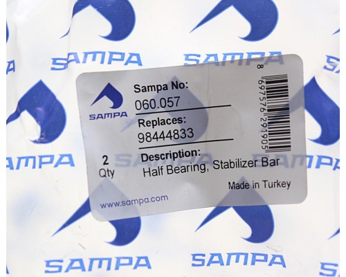 Втулка стабилизатора IVECO EuroTech, EuroCargo, Tector переднего (половинка) (63x95x70/80мм) SAMPA