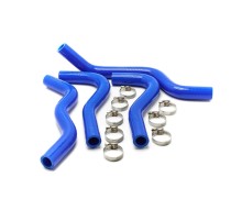 Патрубок ГАЗ-3302 дв.ЗМЗ-406 отопителя комплект 4шт. синий силикон PRAVT