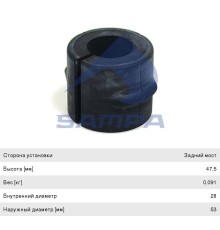 Втулка стабилизатора MERCEDES Atego (28х53/62х47мм) SAMPA