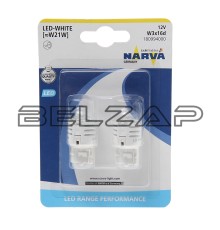 Лампа светодиодная 12V W21W 1.75W W3x16d 6500K блистер (2шт.) White Range Perfomance LED NARVA