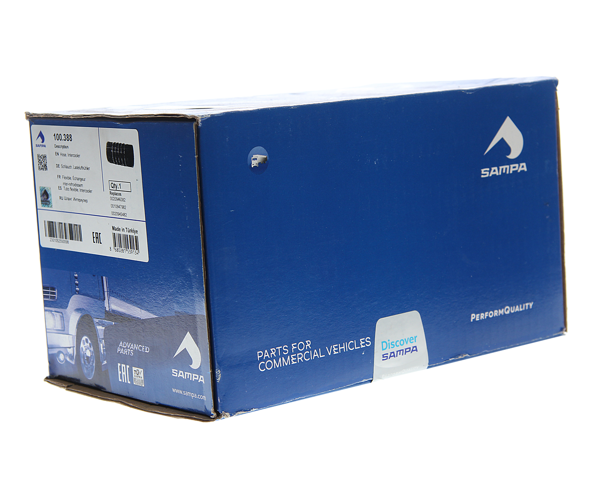 Патрубок интеркулера КАМАЗ-5490 MERCEDES (100х100х210мм) SAMPA